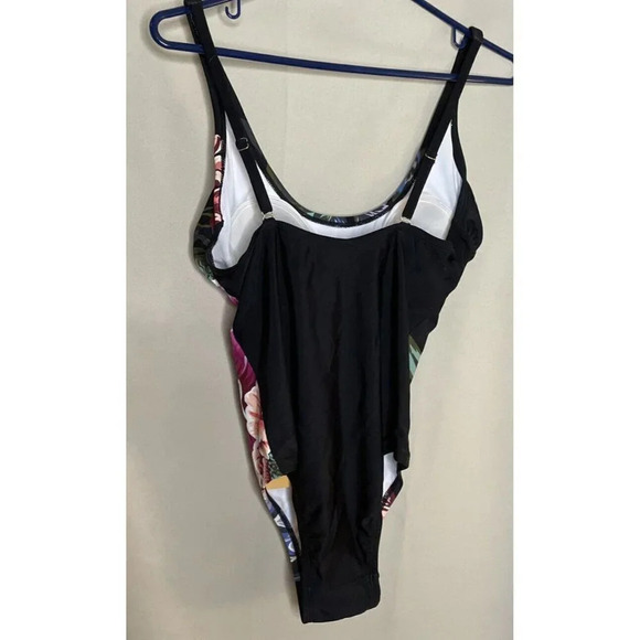 Kona Sol Women's Floral One Piece Swimsuit Green Pink Black Size Medium NEW - Picture 4 of 6